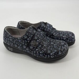 Alegria Floral Leather Comfort Shoes Hook‎ Loop Strap Womens EU 41